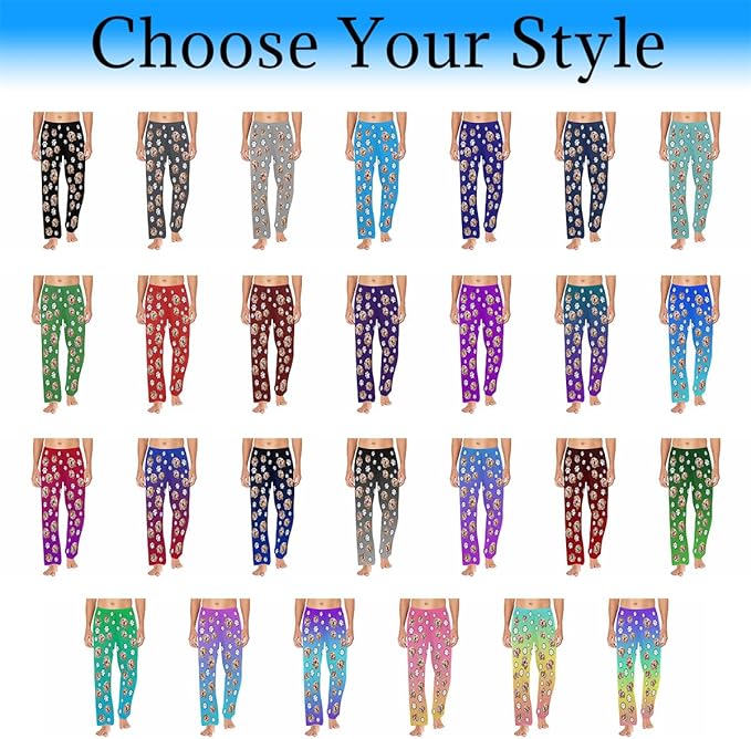 Custom Couple Pajama Pants Sock with Funny Face, Personalized PJ Anniversary Birthday Women Men Pants