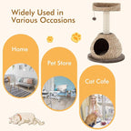 PETSITE Modern Cat Tree Tower, Paper Rope Natural Bowl Shaped with Perch, Scratching Post, Rattan Cat Activity Tree for Kittens, 28" Tall