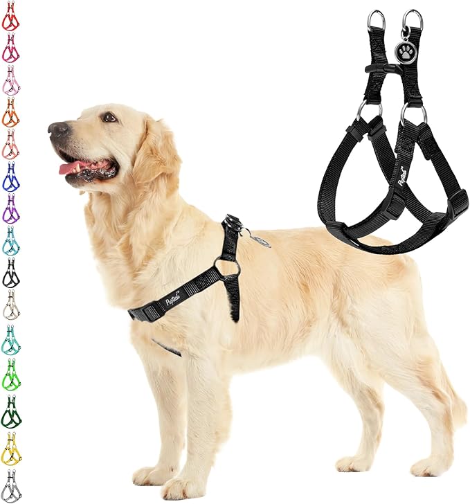 PUPTECK No Pull Dog Harness Soft Adjustable Basic Nylon Step in Puppy Vest Outdoor Walking with ID Tag