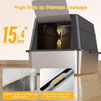 Stainless Steel Litter Box with Lid, XL Closed Metal Litter Box Modular Design with Flip Lid Fits All Cats, Extra Large Covered High Sided Cat Box, Scoop, Non-Sticky, Easy Cleaning (Dark Grey)