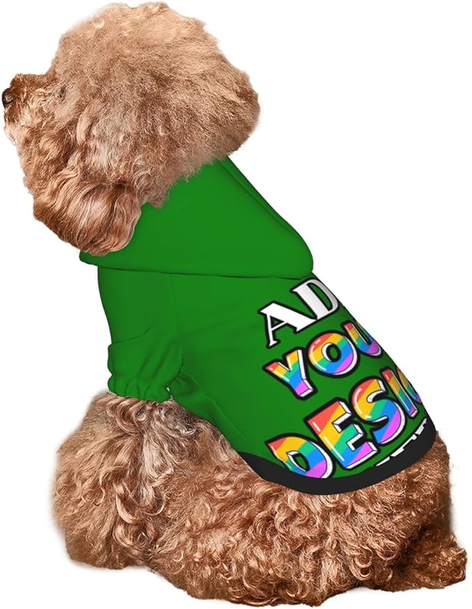 Custom Dog Hoodie, Personalized Dog Sweatshirt, Dog Clothes for Small Dogs Customizable, Green, XS, Ropa para Perros Pequeños, Customized Pets Puppy Clothes, Personalized Gifts