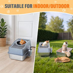 Top Entry Cat Litter Box with Lid, Stainless Steel Enclosed Cat Kitty Litterbox, Top Loading Large Metal High Side Litter Pan Tray Box Enclosure Easy Cleaning Anti-Leakage