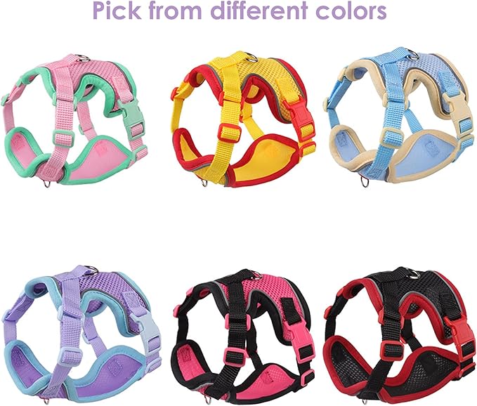 Cat Harness and Leash Set for Walking – Escape-Proof Reflective Vest for Cats and Small Dogs, Adjustable Soft Air Mesh with Pressure-Reducing Design, 4.92ft (Red & Yellow, L)