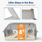 2 Pack Stainless Steel Litter Box with Lid, Kitten Metal Cat Litter Boxes High Sided Enclosed for Small Cat and Injured Cats Rabbit, Anti-Urine Leakage | Non-Stick Bottom & Includes Scoop