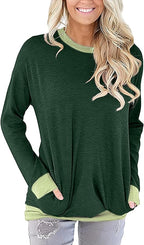 Akihoo Womens Casual Long Sleeve Tunic Tops Crew Neck Shirt Blouses