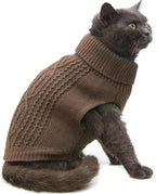 Stretchy Cat Sweater - 17 Colors & 6 Sizes | Snug Winter-Ready Knit for Boy/Girl Cats & Kittens(Brown, X-Small)