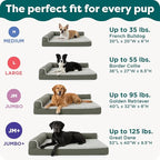 FurHaven Cooling Gel Dog Bed for Medium Dogs, L-Shaped Chaise with Cool Gel-Top Foam with a Solid Orthopedic Foam Base for Joint Support, Washable Cover, Medium, Plush & Velvet, Deep Sapphire