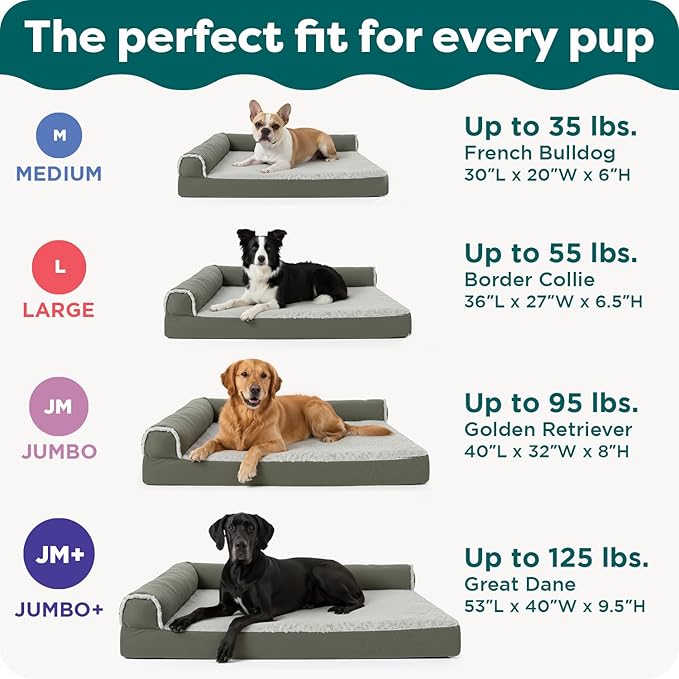 FurHaven Cooling Gel Dog Bed for Medium Dogs, L-Shaped Chaise with Cool Gel-Top Foam with a Solid Orthopedic Foam Base for Joint Support, Washable Cover, Medium, Plush & Velvet, Deep Sapphire