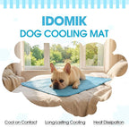 IDOMIK Dog Cooling Mat for Large Medium Small Dogs, Self Cooling Pet Mat, Washable Cooling Pad for Dogs & Cats, Summer Cool Bed for Crate, Floor, Sofa, Travel, Non-Toxic & Breathable,Blue,M