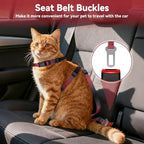 Cat Harness and Leash Set, 3-in-1 Escape Proof Adjustable, Comfortable Soft Lightweight, Safe, Easy to Wear, Walking Travel Kitten Harness for Small Medium Large Cats （Red