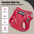Solmoony Sparkly XXXS Dog Harness and Leash Set, Step in Soft Light Puppy Vest, Breathable Reflective Pet Harness for Walking, Puppy Harness for Small Dogs Cats (Red, XXXS)
