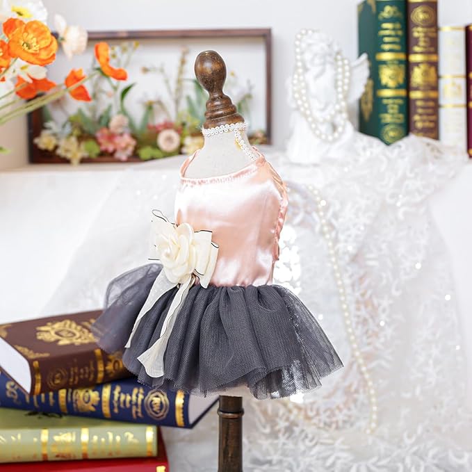 Fashion Sweet Puppy Dog Blingbling Princess Skirt Pet Dog Lace Cake Camisole Tutu Dress J-Pink L