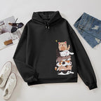 Tuislay Cute Cat Graphic Hoodies for Teen Girls Kawaii Cartoon Printed Hoodie Women Anime Print Hooded Sweatshirt Pullover