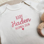 COUPLEHOODIES Personalized Baby Onesie Bodysuit – Custom Embroidery Gift for Pregnancy Reveal Baby Shower or First Grandchild