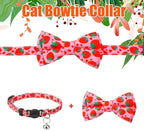 4 Pack Cat Collar with Bow Tie and Bell Breakaway Fruit Cat Collars Spring Summer Adjustable Safety Kitten Collar for Boy Girl Cats