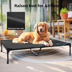 Veehoo Cooling Elevated Dog Bed Add Removable Waterproof Bolster Cushion Mat, Raised Pet Cot with Breathable Teslin Mesh, No-Slip Feet, Dog Sofa Bed for Indoor Outdoor, XXLarge, Black CWC2331B