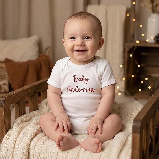 COUPLEHOODIES Personalized Baby Onesie Bodysuit – Custom Embroidery Gift for Pregnancy Reveal Baby Shower or First Grandchild