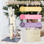 ANWA 32" Tall Cat Scratching Posts for Indoor Cats, 3-in-1 Cat Scratching Post with Plush Toys, Premium Sisal Post for Cats at All Ages with Reinforced Stable Base, Gray