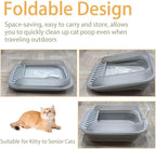 Collapsible Kitten Litter Box, Open Small Cat Litter Box with High Side Shallow Kitten Litter Pan Anti-Splashing Waterproof Low Entry Travel Litter Pan with Falling Sand Pedal