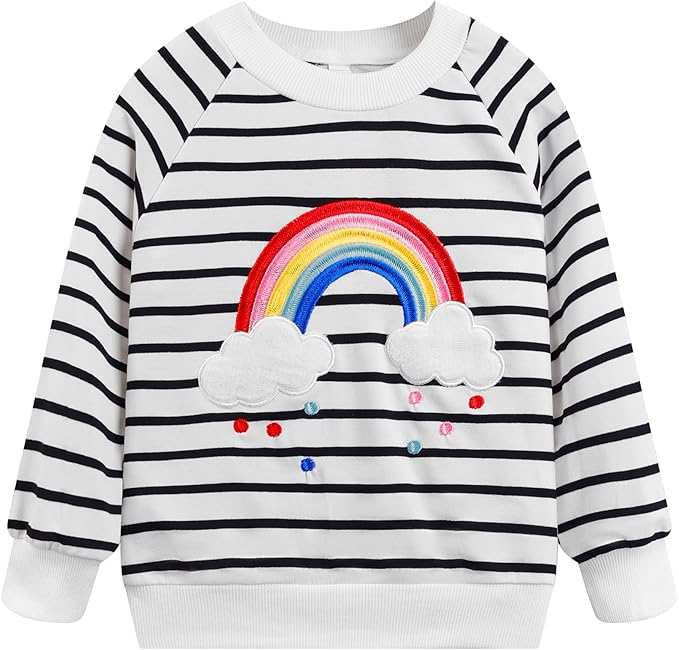 RETSUGO Toddler Baby Girls Sweatshirts Casual Pullover Crewneck Winter Long Sleeve Tops Shirts Clothes 3T-8T