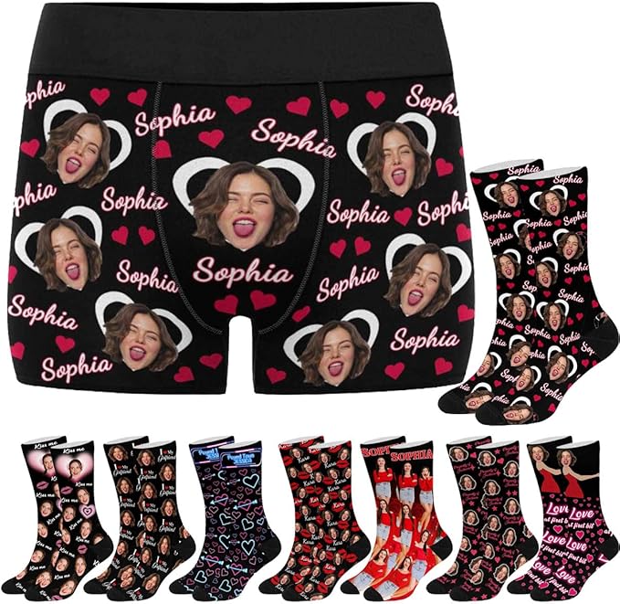 M YESCUSTOM Custom Faces Funny Short Briefs Gift for Husband Underwear
