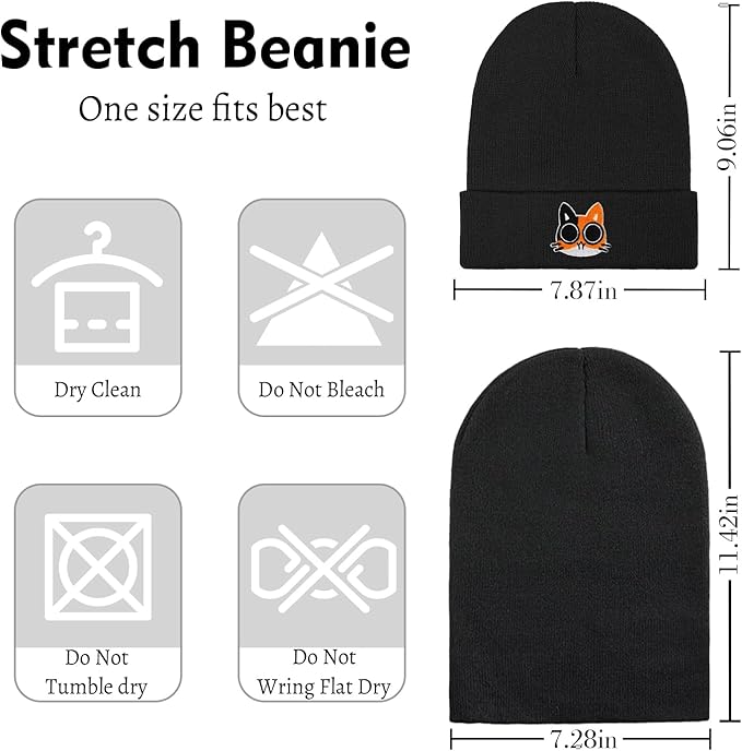Funny Beanies Warm Knit Hats Fall Winter Black Hip Pop Knit Hat Cap for Women Men