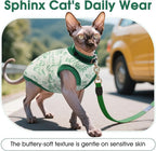 DENTRUN Sleeveless Cat Vest with Dinosaur Print, Breathable Ultra-Soft Dralon Fleece Cat Sweater, All-Season Pet Costume Apparel for Cats, Kitten Clothing for Indoor/Outdoor, Green, XXL