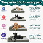 FurHaven Cooling Gel Dog Bed for Large Dogs, L-Shaped Chaise with Cool Gel-Top Foam with a Solid Orthopedic Foam Base for Joint Support, Washable Cover, Jumbo XL, Plush Faux Fur & Suede, Dark Sage