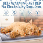 VitalCozy 2 Pack Self Warming Cat Mat Self Heating Pad Bed Reversible Machine Washable Reflects Body Heat Warm Thermal Pet Pad Crate Blanket for Feral and Indoor Cat (Grey,22'' X 18'',Bone)