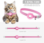 Cat Tracker, GPS Tracker Compatible with Apple Find My App(Only iOS), Waterproof Cat Tracker Collar with Bell and Safety Elastic Buckle, No Monthly Fee Pet Trackers, Works with Any Collar, Pink