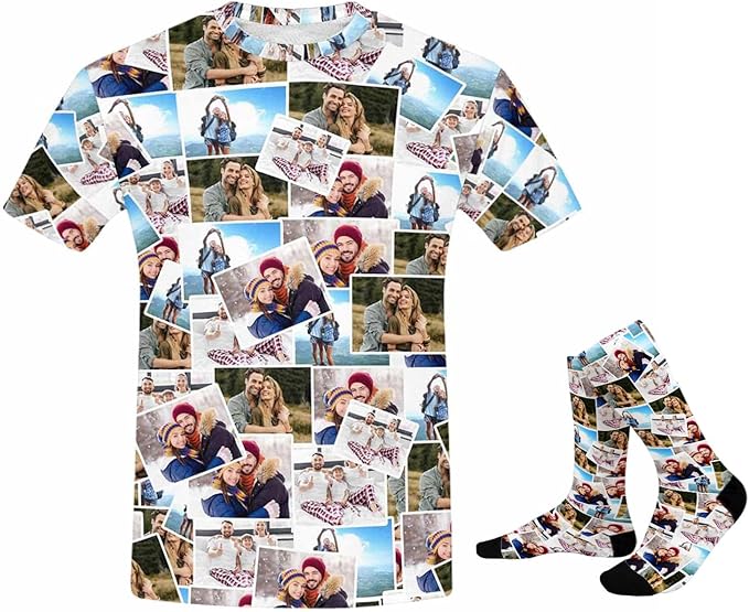 M YESCUSTOM Custom Funny Tshirts for Men Women Personalized Face Tshirt with Picture Customized Tee Gift for Dad Mom Husband