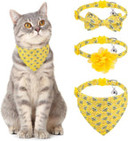 Breakaway Cat Collars with Bell & Cute Pendants - 3 Pack Adjustable Safety Kitten Collars - Decoration for Girl Boy Cats Puppy and Small Pets (Style C - Bee)