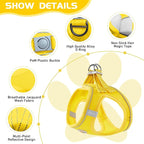 Soft Mesh Dog Harness and Leash Set, No Pull Puppy Harness and Leash Set, Reflective Step in Harness for Small Medium Dogs, Easy Walk Escape Proof Vest Harnesses (Yellow, XXS)
