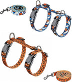 Halypet 2-Pack Cat Harness and Leash Set, Escape Proof 3-in-1 Adjustable Harness for Cats, Soft Lightweight, Easy On & Control for Walking, Travel & Outdoor Use, Small (Navy & Orange)