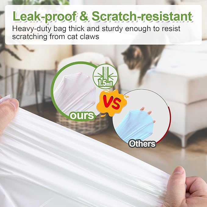 120 Pack Cat Litter Box Liners for PET KIT Pura MAX & X, Extra Thick Heavy Duty Drawstring Self-Cleaning Robot Litter Bags, Leak-proof Disposable Replaced Pet Kitty Poop Trash Bag 21.7" * 11.8"