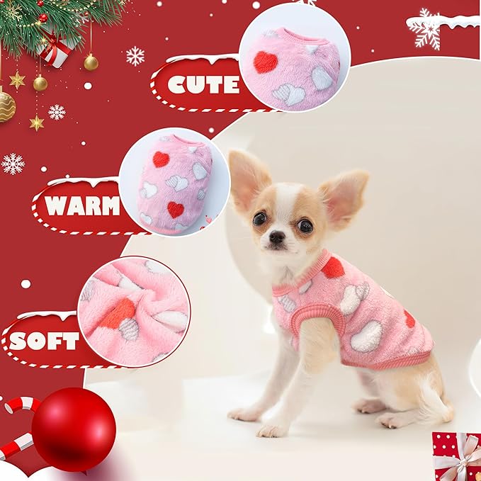 2 Pieces Dog Sweater for Small Dogs Teacup Dog Clothes for Extra Small Dogs Xmas Chihuahua Sweater Pet Puppy Cat Clothing Warm Winter Clothes (X-Small, Frog, Love)