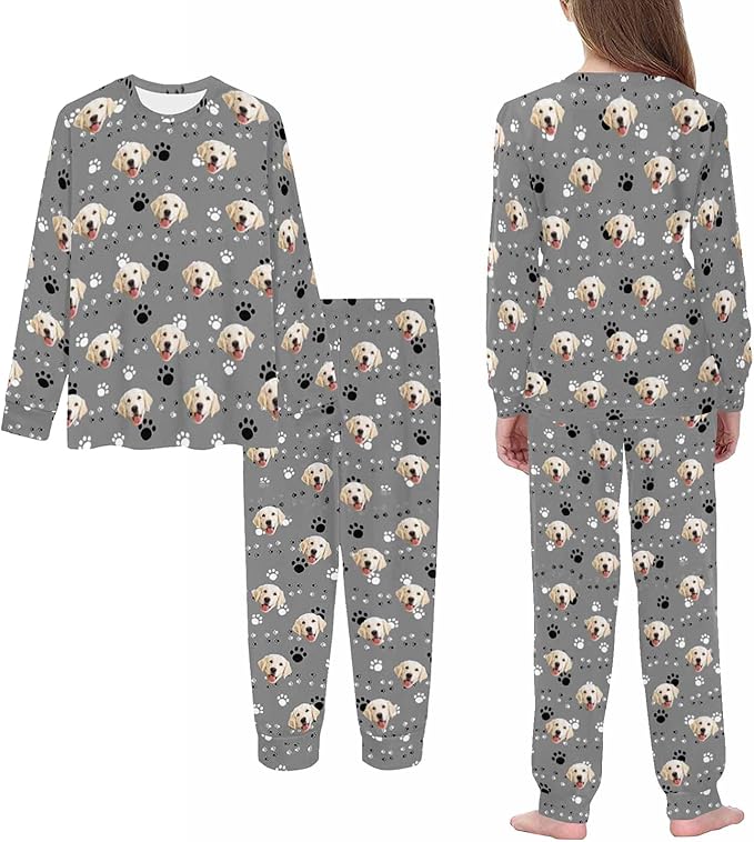 MyPupSocks Customizable Pet Lover Pajama Sets | Personalized Face Printed Sleepwear for Daughter & Son