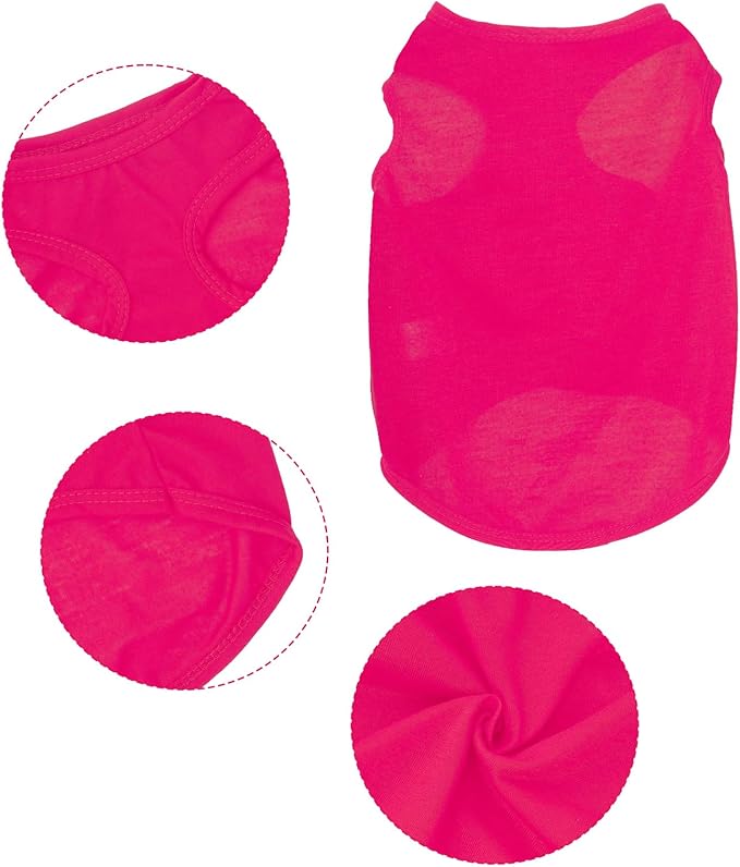 3 Pcs Cat Shirts Solid Color Dog Clothes Summer Sleeveless Stripe Pet T Shirts for Small Pet Dogs Cats (Red, Medium)