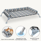 Elevated Pillow Bolster Dog Bed - Raised Dog Beds with Bolster Portable Lifted Washable Pet Cot Bed with Stainless Steel Frame Dogs Hammock Bed for Indoor & Outdoor (Bolster L)
