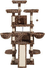 SHA CERLIN 68 Inches Multi-Level Large Cat Tree for Large Kitties/Big Cat Tower with Condo/Cozy Plush ‌Pussycat Perches/Sisal Scratching Posts and Hammocks/Activity Center/Leopard Print