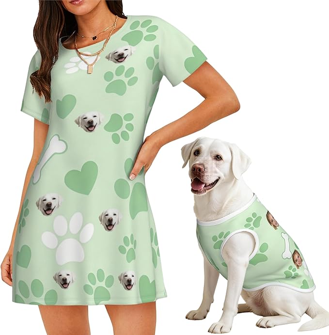 Personalized Matching Dog and Owner Clothes Separately Sold, Custom Face Nightgown for Women Dogs
