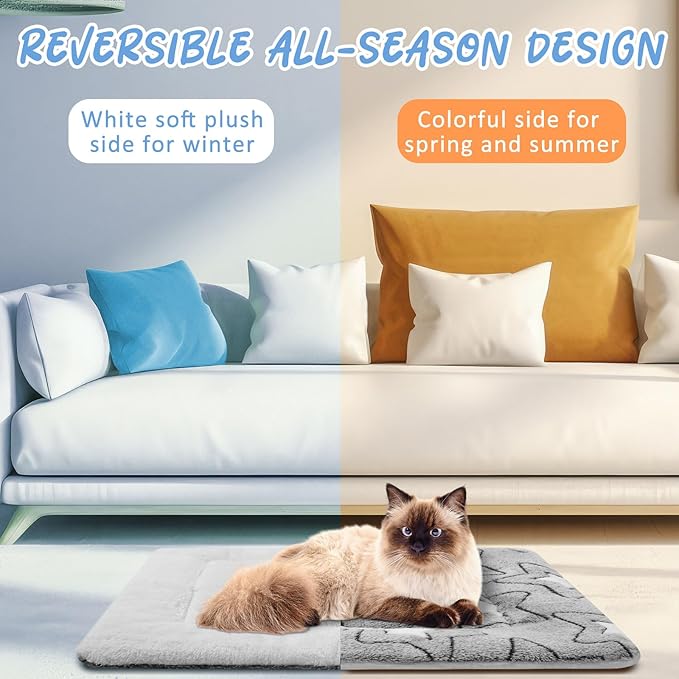 VitalCozy 2 Pack Self Warming Cat Mat Self Heating Pad Bed Reversible Machine Washable Reflects Body Heat Warm Thermal Pet Pad Crate Blanket for Feral and Indoor Cat(Double Star,20'' X 30'')