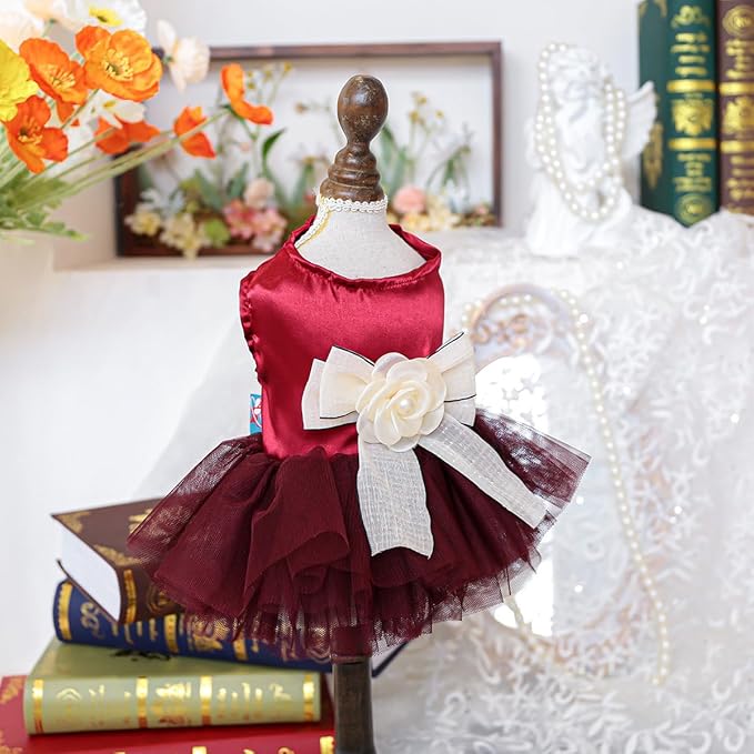 Fashion Sweet Puppy Dog Blingbling Princess Skirt Pet Dog Lace Cake Camisole Tutu Dress J-red L