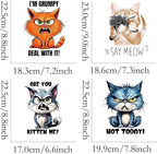 4pcs Angry Cat Pets Iron On Heat Transfer Stickers Ready to Press Vinyl Decal Patches for Jeans T-Shirt Jackets Backpacks Pillows DIY Appliques Decor
