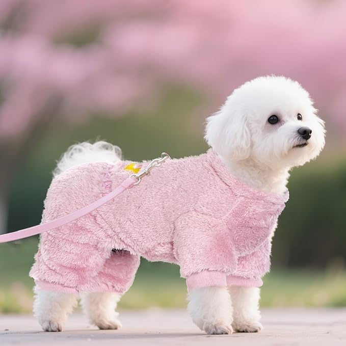 Plush Dog Pajamas Cute Warm Puppy Crown Pajamas Warm Kitten Winter Jumpsuit Clothes for Small Dogs Cats Girl(S)