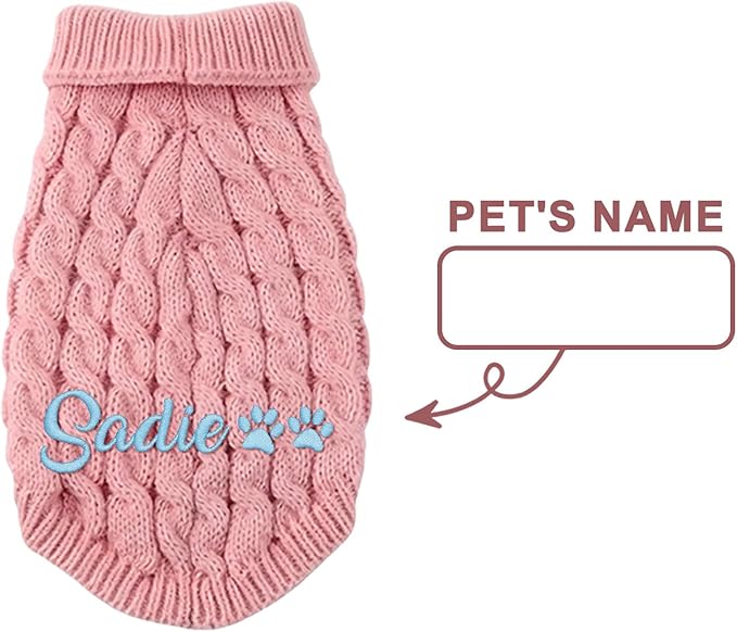 Custom Dog Sweater with Embroidered Name Personalized Knitted Winter Clothes for Small Medium Large Dogs Soft Pet Sweater for Cats Girl Boy Christmas Birthday Gifts