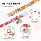 Unique Style Paws Christmas Kitten Collar,2 Pack Cat Collar for Girl Cats with Flower Pattern,Breakaway Cat Collar with Bell,Cute Paw Pendant,Ideal Gift for Boy Girl Cats