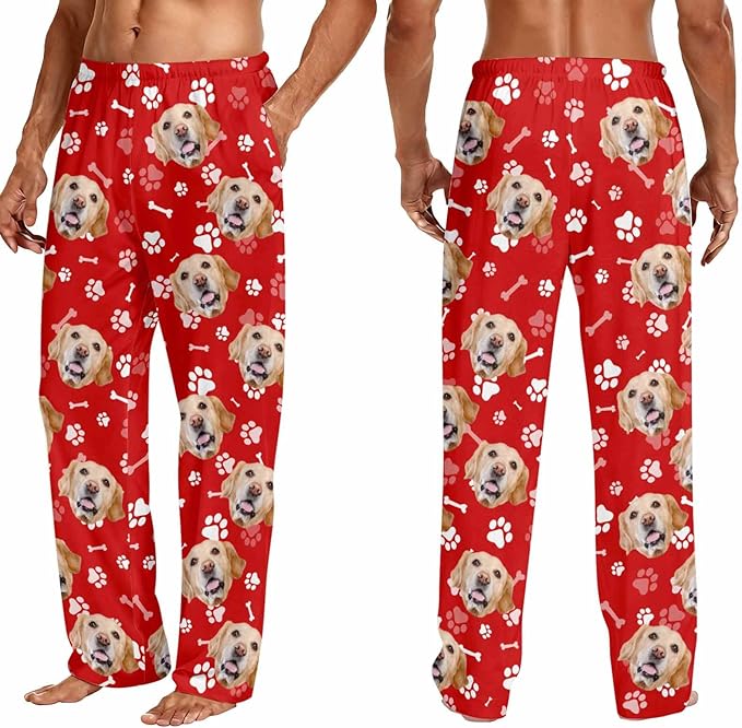 Custom Couple Pajama Pants Sock with Funny Face, Personalized PJ Anniversary Birthday Women Men Pants