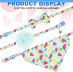 Breakaway Cat Collars with Bell & Cute Pendants - 3 Pack Adjustable Safety Kitten Collars - Decoration for Girl Boy Cats Puppy and Small Pets (Style C - Watermelon)