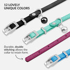 CollarDirect Leather Cat Collar with Bell - Kitten Collar, Small and Big Cat Collar for Boy Cats, Girl Cats with Safety Elastic Strap (Neck Fit 8"-11", Pink)